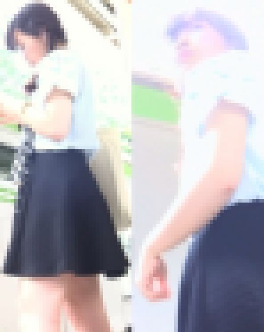 [★新作][★顔出し]パンチラ盗撮 かわいい女子大生 青の水玉パンツを電車内で撮影　サンプル画像1